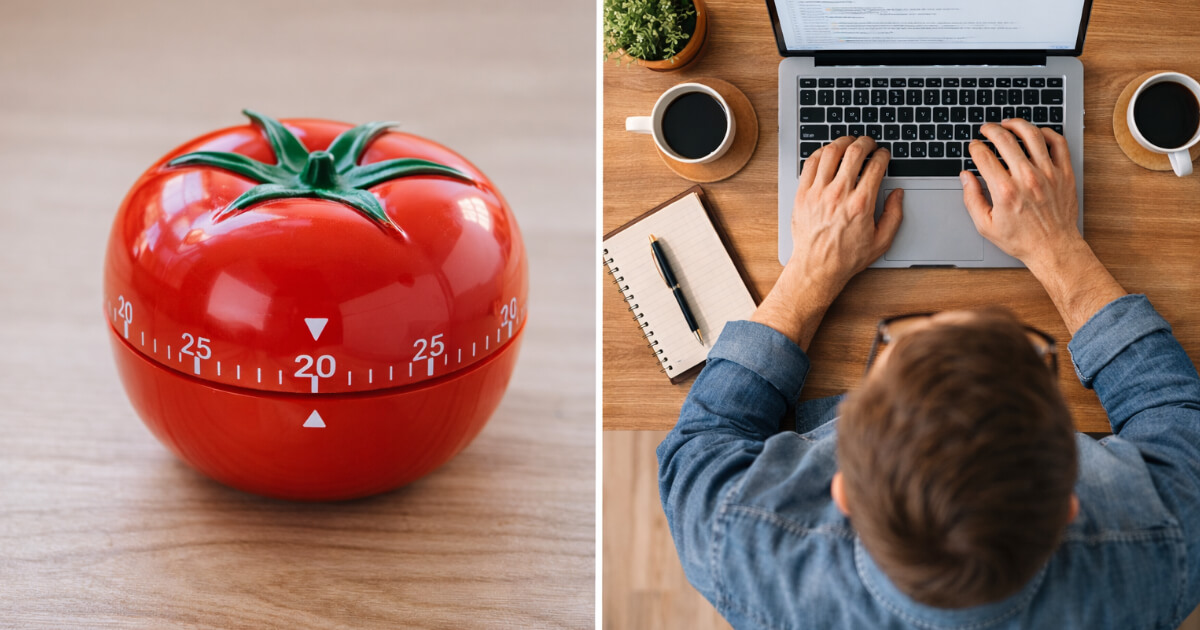 Pomodoro technique timer showing 25-minute focus session